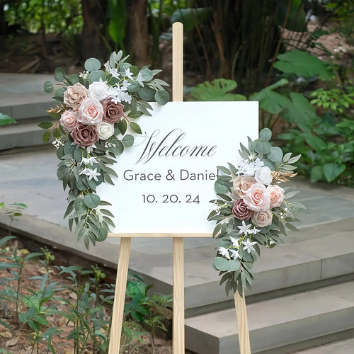 Wedding Arch Flowers (Pack of 2), Artificial Dusty Rose Flowers for Wedding